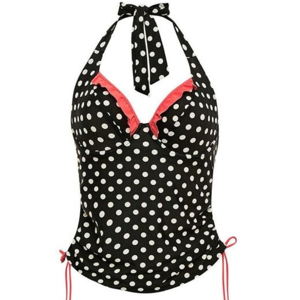 Figleaves Black and White Polk a Dot Swim Tankini